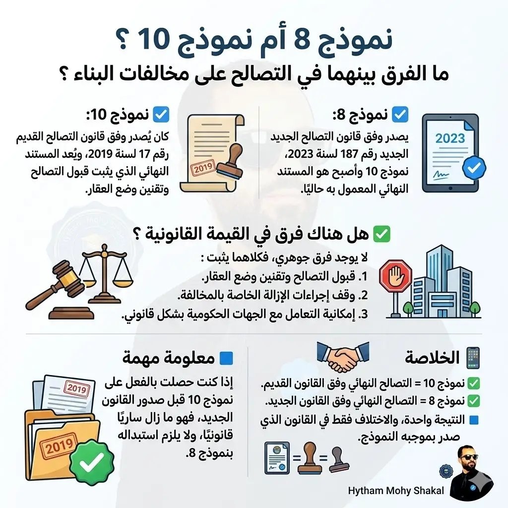 الفرق بين نموذج ٨ ونموذج ١٠ في التصالح